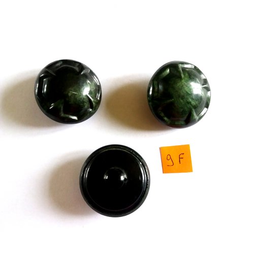 3 boutons en bakélite vert - vintage - 34mm - 9f