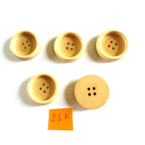 5 boutons en résine beige - 26mm - 25f
