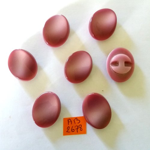 7 boutons en résine mauve - 21x27mm - ab2678