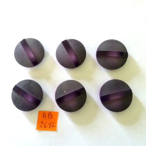 6 boutons en résine violet et gris - 28mm - ab2682
