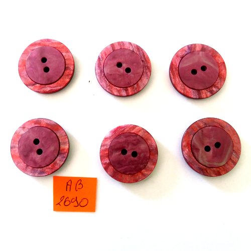 6 boutons en résine violet - 27mm - ab2690