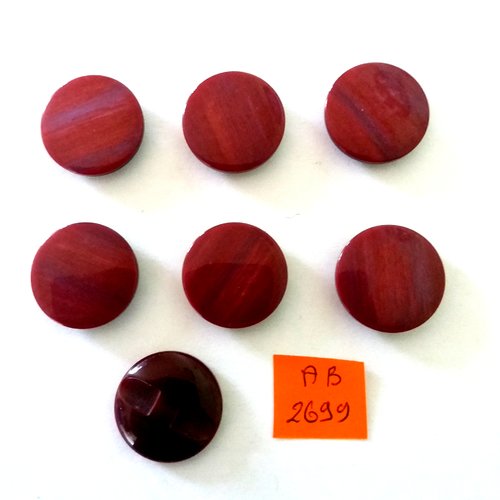 7 boutons en résine bordeaux/violet - 22mm - ab2699
