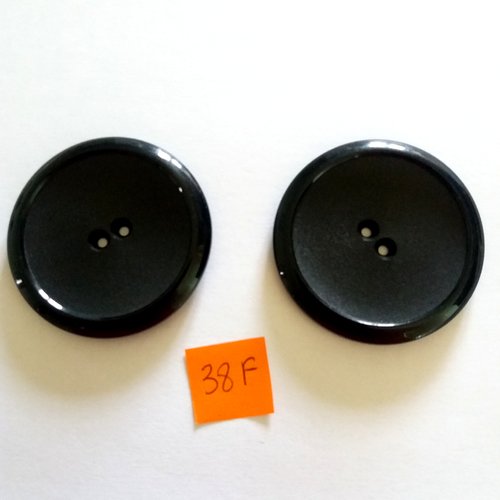 2 boutons en résine noir - 50mm - 38f