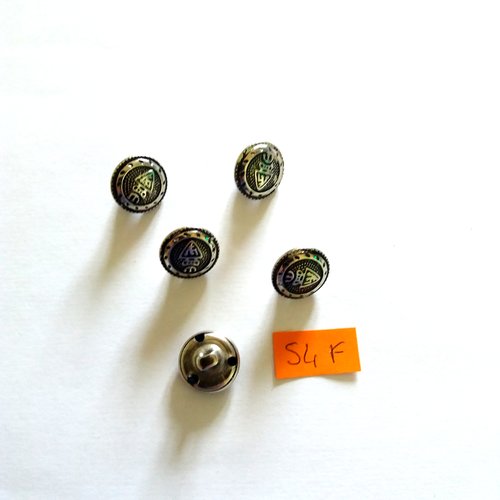 5 boutons en métal argenté - 15mm - 54f