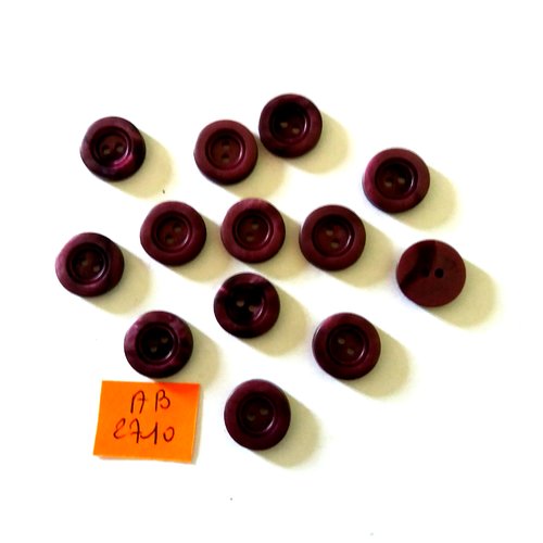 11 boutons en résine violet - 14mm - ab2715