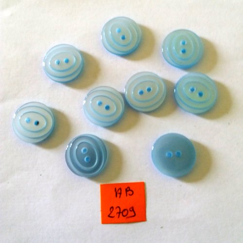 9 boutons en résine bleu - 18mm - ab2709