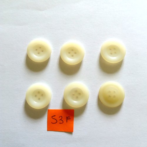 6 boutons en résine crème - 20mm - 53f