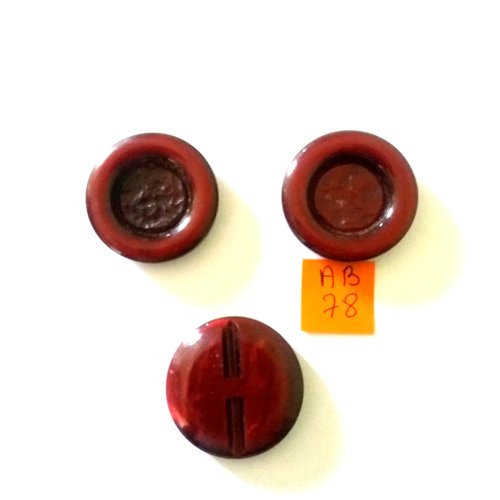 3 boutons en résine marron - 33mm - ab78