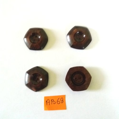 4 boutons en résine marron - 25mm - ab68