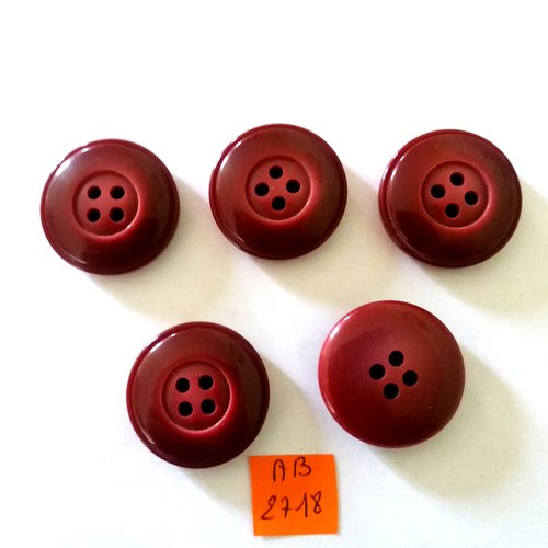 5 boutons en résine bordeaux - 28mm - ab2718
