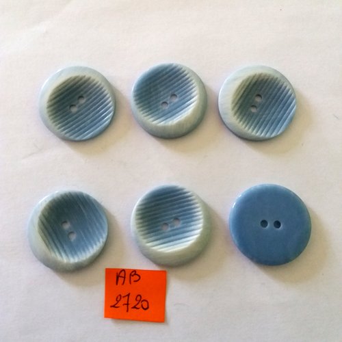 6 boutons en résine  bleu - 25mm - ab2720