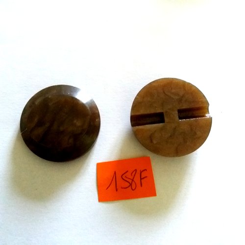 2 boutons en résine marron - 30mm - 158f
