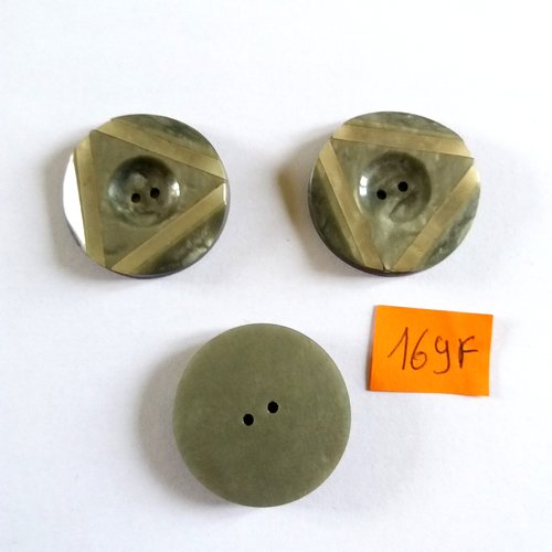 3 boutons en résine gris - 3mm - 169f