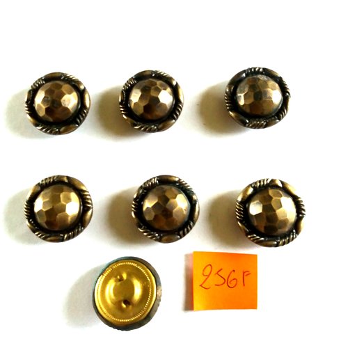 6 boutons en métal doré - 23mm - 256f