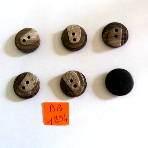 6 boutons en résine marron - 18mm - ab1894