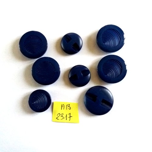 8 boutons en résine bleu - taille diverse - ab2317
