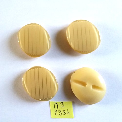 4 boutons en résine beige - 29x33mm - ab2354