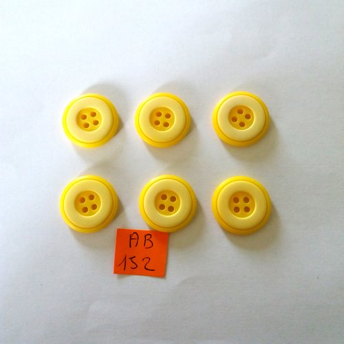 6 boutons en résine jaune - 22mm - ab152