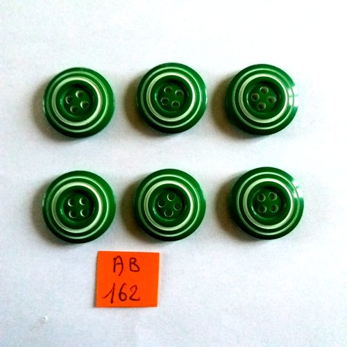 6 boutons en résine vert et blanc - 22mm - ab162