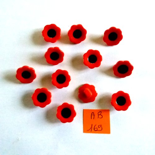 12 boutons en résine rouge et bleu foncé - 13mm - ab169