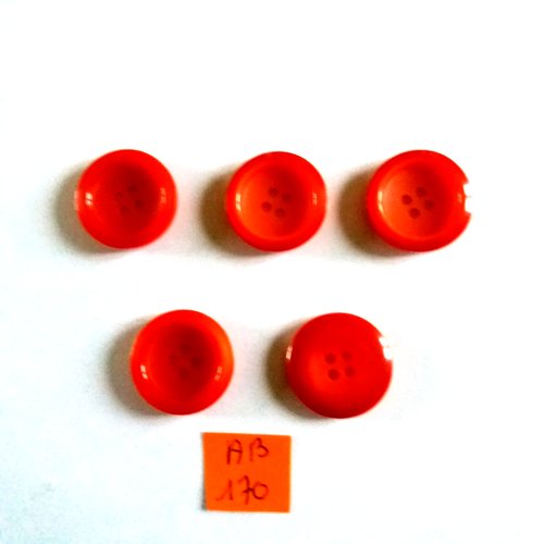5 boutons en résine rouge - 22mm - ab170