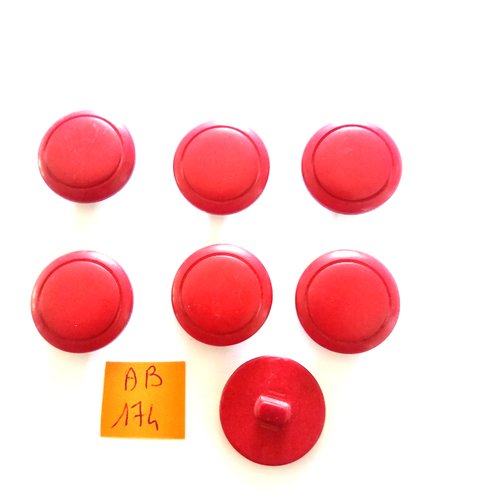 7 boutons en résine bordeaux - 23mm - ab174