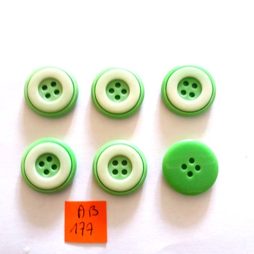 6 boutons en résine vert clair- 22mm - ab177