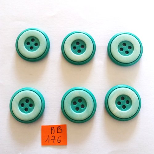 6 boutons en résine vert - 22mm - ab176