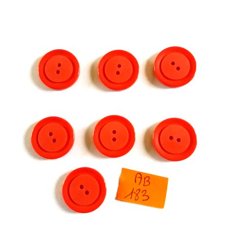 7 boutons en résine rouge - 22mm - ab183