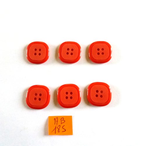 6 boutons en résine rouge - 20x20mm - ab185