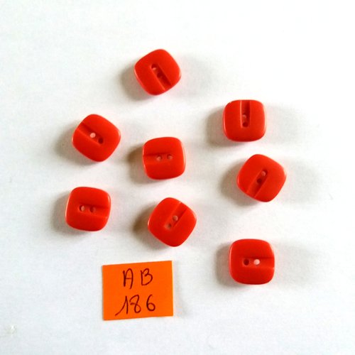 8 boutons en résine rouge - 12x12mm - ab186