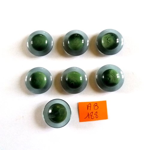 7 boutons en résine vert transparent - 22mm - ab188