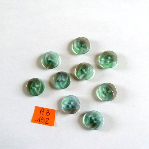 9 boutons en résine vert transparent - 15mm - ab192