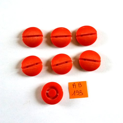 7 boutons en résine rouge - 22mm - ab193