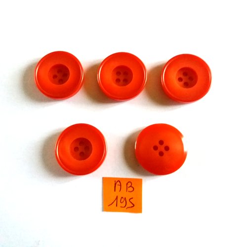 5 boutons en résine rouge - 22mm - ab194