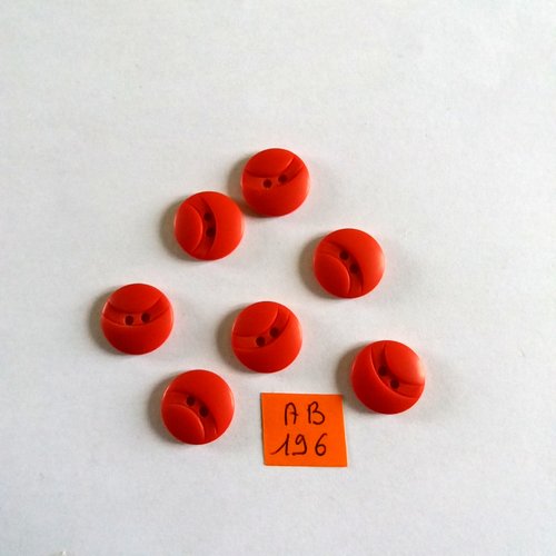 7 boutons en résine rouge - 14mm - ab196