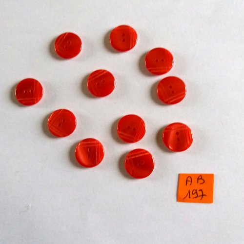 11 boutons en résine rouge clair- 14mm - ab197
