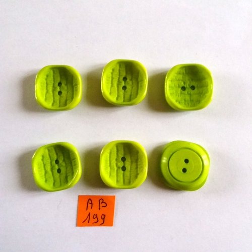 6 boutons en résine vert- 20x20mm - ab199