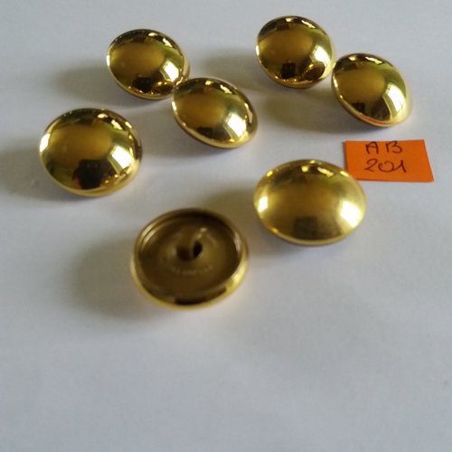 7 boutons en métal doré et résine dessous - 23mm - ab201