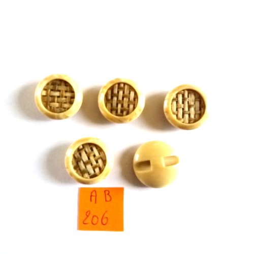 5 boutons en résine beige - 20mm - ab206