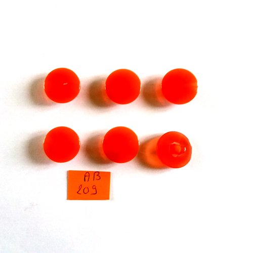 6 boutons en résine rouge - 17mm - ab209