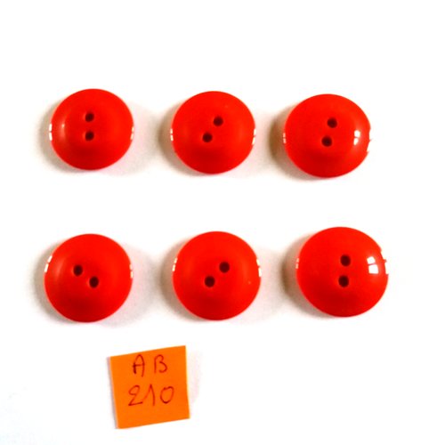 6 boutons en résine rouge - 22mm - ab210