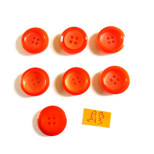 7 boutons en résine rouge - 22mm - ab213