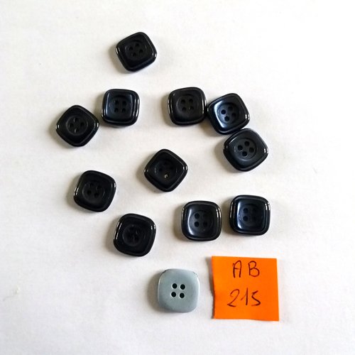 12 boutons en résine bleu - 13x13mm - ab215