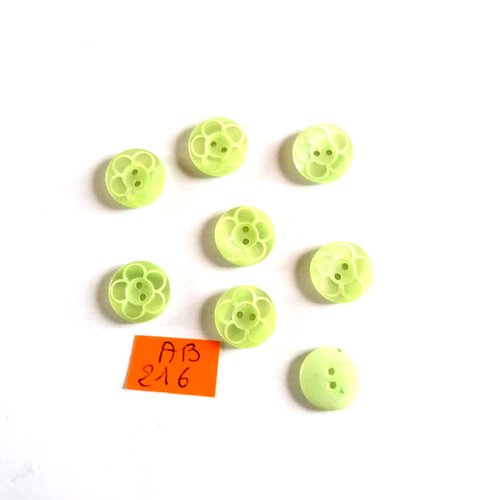 8 boutons en résine vert d'eau - 14mm - ab216