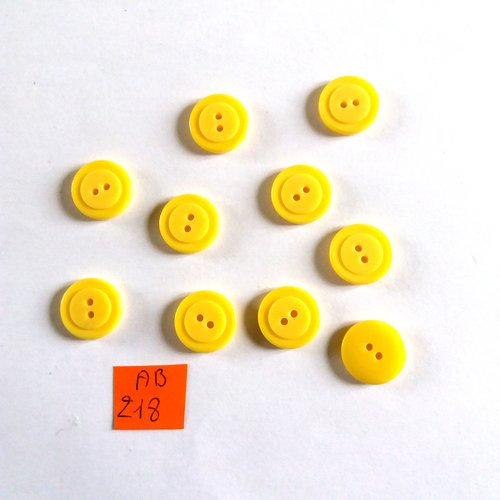 10 boutons en résine jaune - 14mm - ab218