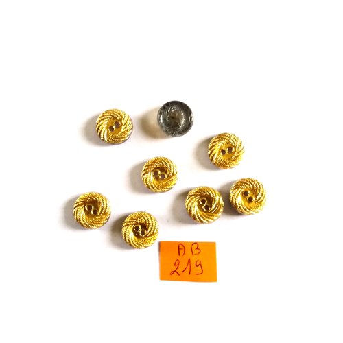 8 boutons en verre doré - 11mm - ab219