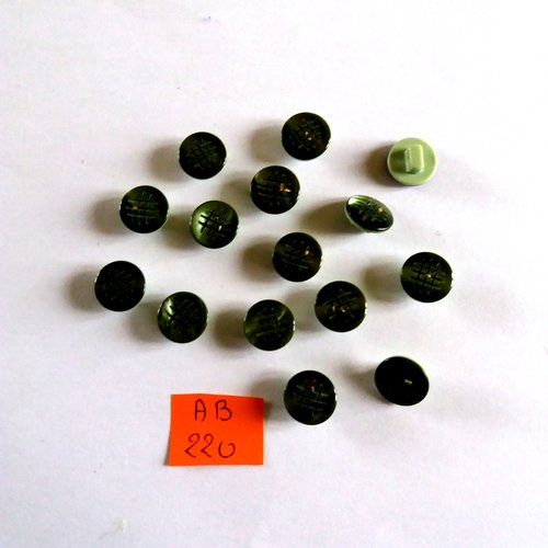 15 boutons en résine vert - 14mm - ab220