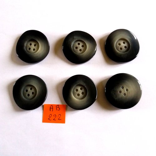 6 boutons en résine gris dégradé - 34mm - ab222
