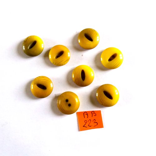 9 boutons en résine jaune/kaki - 18mm - ab223